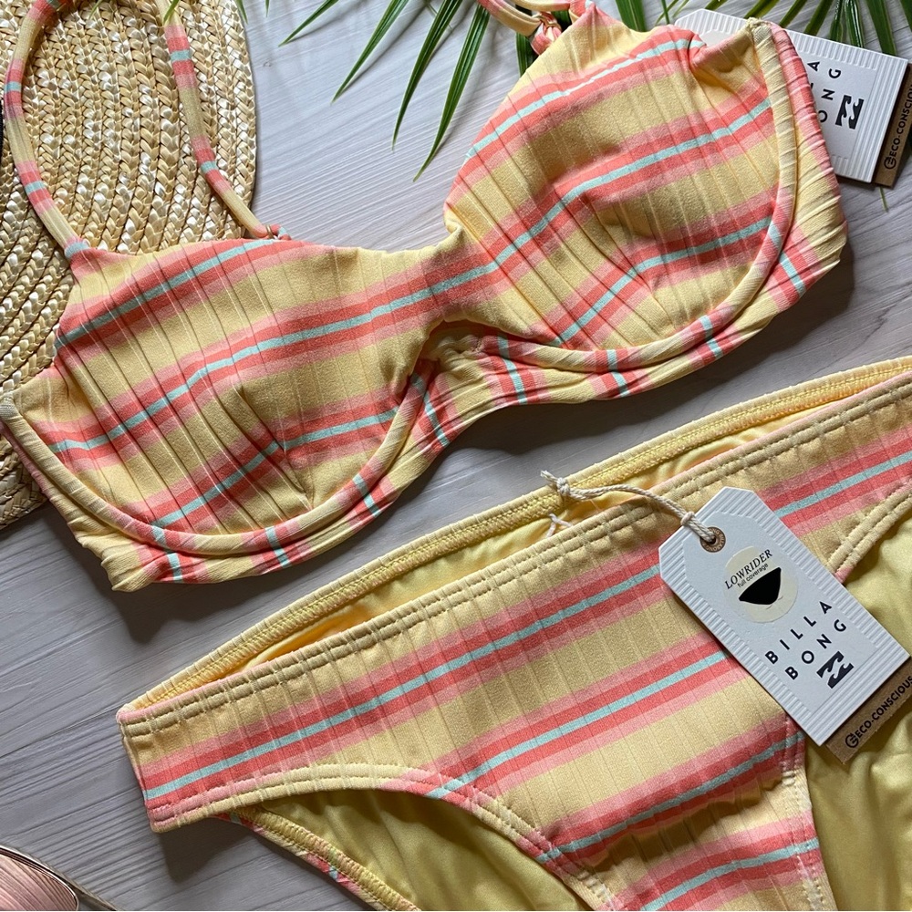 Billabong 💛 Sunchaser Striped Kenzley Underwire Bikini Top | Lowrider Bottom